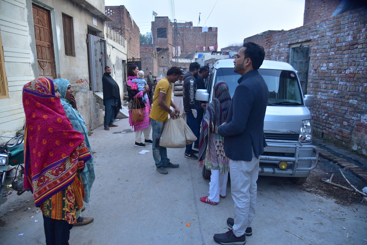 Relief supplies carried house to house